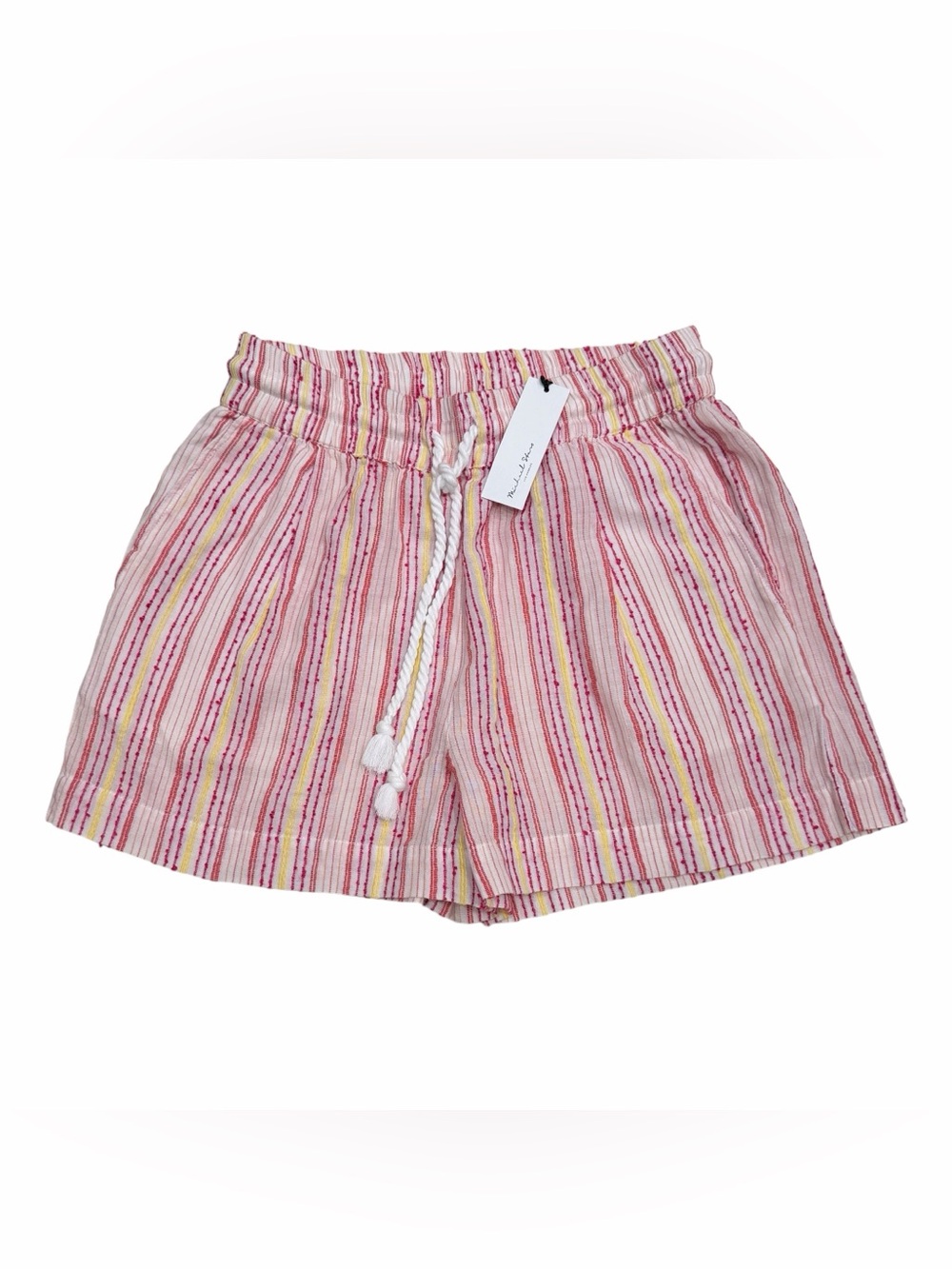 Michael Stars Sienna Striped Shorts NWT Medium Textured Drawstring Pink Multi